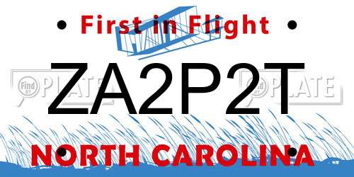 ZA2P2T North Carolina License Plate