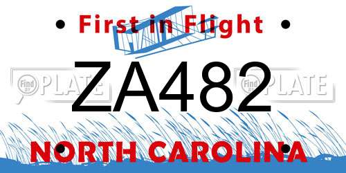 ZA482 North Carolina License Plate