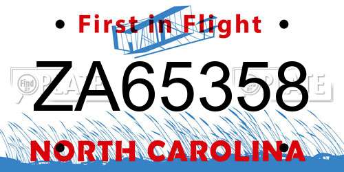 ZA65358 North Carolina License Plate