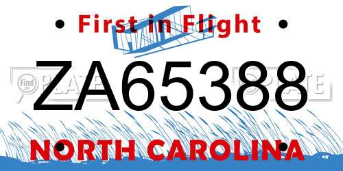 ZA65388 North Carolina License Plate