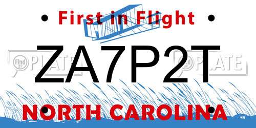 ZA7P2T North Carolina License Plate
