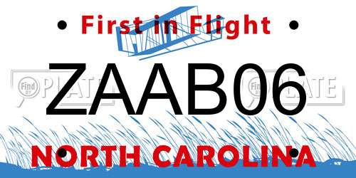 ZAAB06 North Carolina License Plate