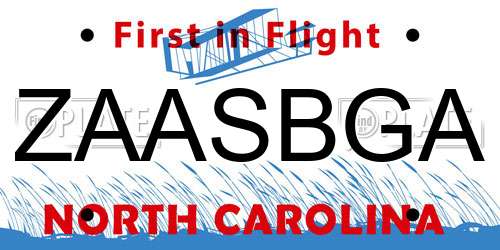 ZAASBGA North Carolina License Plate