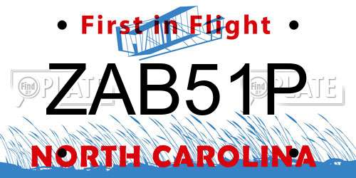 ZAB51P North Carolina License Plate
