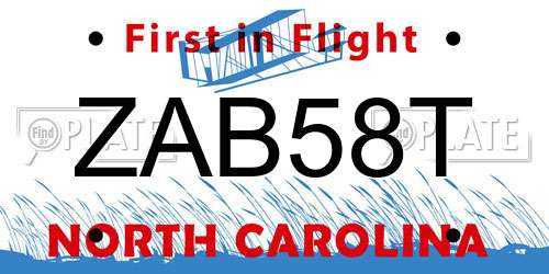 ZAB58T North Carolina License Plate