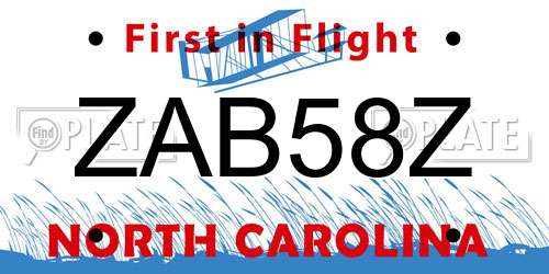 ZAB58Z North Carolina License Plate