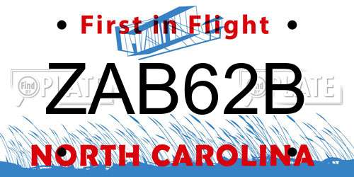 ZAB62B North Carolina License Plate