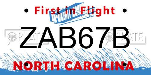 ZAB67B North Carolina License Plate