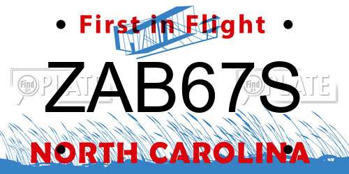 ZAB67S North Carolina License Plate