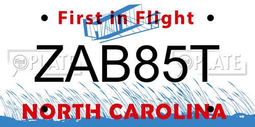 ZAB85T North Carolina License Plate