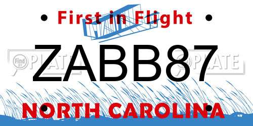ZABB87 North Carolina License Plate