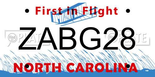 ZABG28 North Carolina License Plate