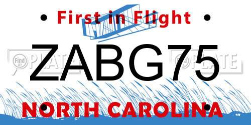 ZABG75 North Carolina License Plate