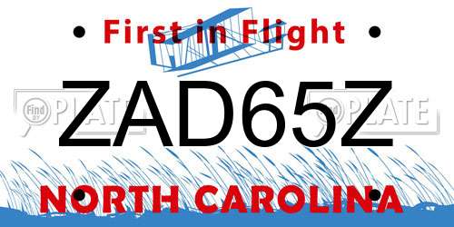 ZAD65Z North Carolina License Plate