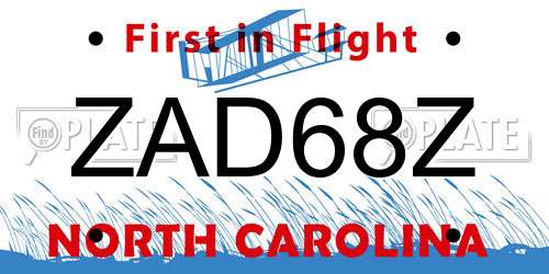 ZAD68Z North Carolina License Plate