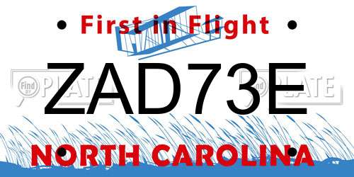 ZAD73E North Carolina License Plate