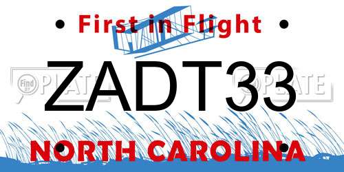ZADT33 North Carolina License Plate