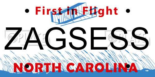 ZAGSESS North Carolina License Plate