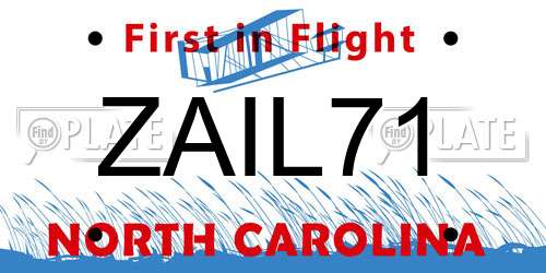 ZAIL71 North Carolina License Plate
