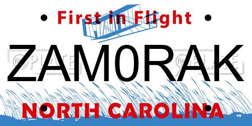ZAM0RAK North Carolina License Plate