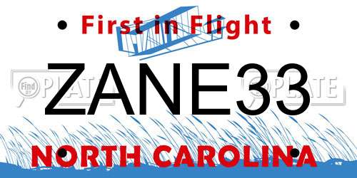 ZANE33 North Carolina License Plate