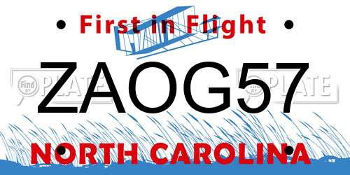 ZAOG57 North Carolina License Plate