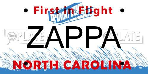 ZAPPA North Carolina License Plate