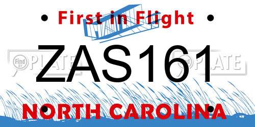 ZAS161 North Carolina License Plate