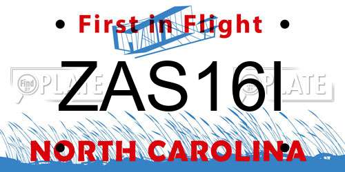ZAS16I North Carolina License Plate