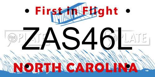 ZAS46L North Carolina License Plate