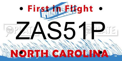 ZAS51P North Carolina License Plate