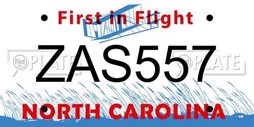 ZAS557 North Carolina License Plate