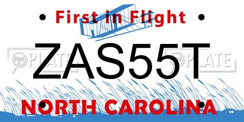 ZAS55T North Carolina License Plate