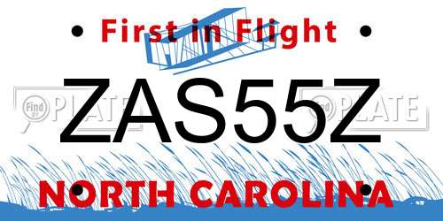 ZAS55Z North Carolina License Plate