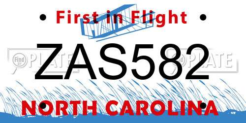 ZAS582 North Carolina License Plate