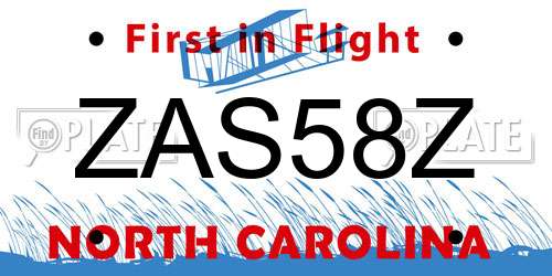 ZAS58Z North Carolina License Plate
