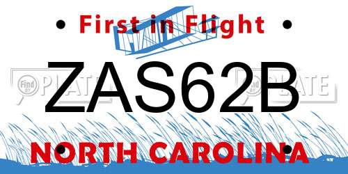 ZAS62B North Carolina License Plate