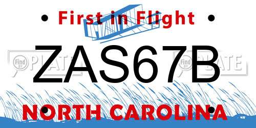 ZAS67B North Carolina License Plate