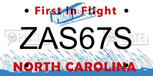 ZAS67S North Carolina License Plate