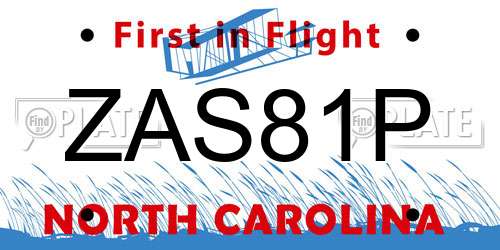 ZAS81P North Carolina License Plate