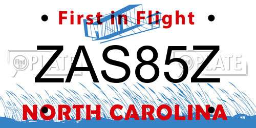 ZAS85Z North Carolina License Plate