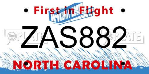 ZAS882 North Carolina License Plate