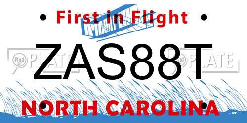 ZAS88T North Carolina License Plate