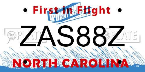 ZAS88Z North Carolina License Plate