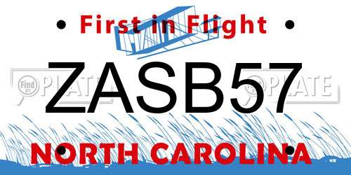 ZASB57 North Carolina License Plate