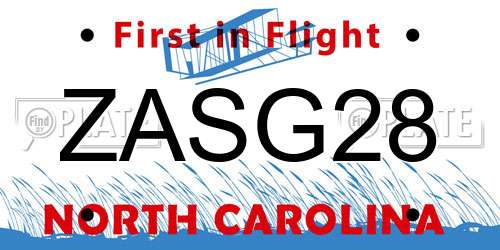 ZASG28 North Carolina License Plate