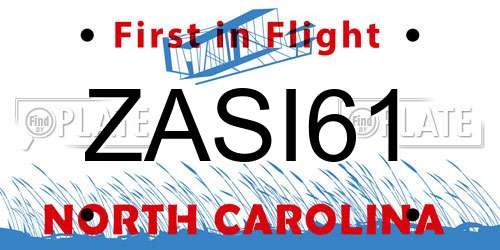 ZASI61 North Carolina License Plate