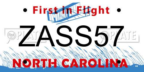 ZASS57 North Carolina License Plate