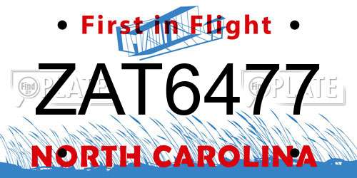 ZAT6477 North Carolina License Plate
