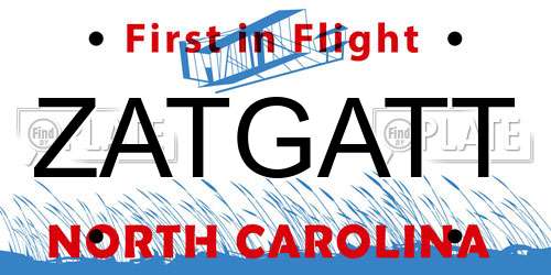 ZATGATT North Carolina License Plate